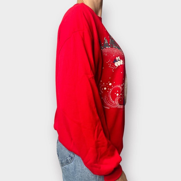 80s Polar Bear Sledding‎ Holiday Scene Sweatshirt - Picture 6 of 7